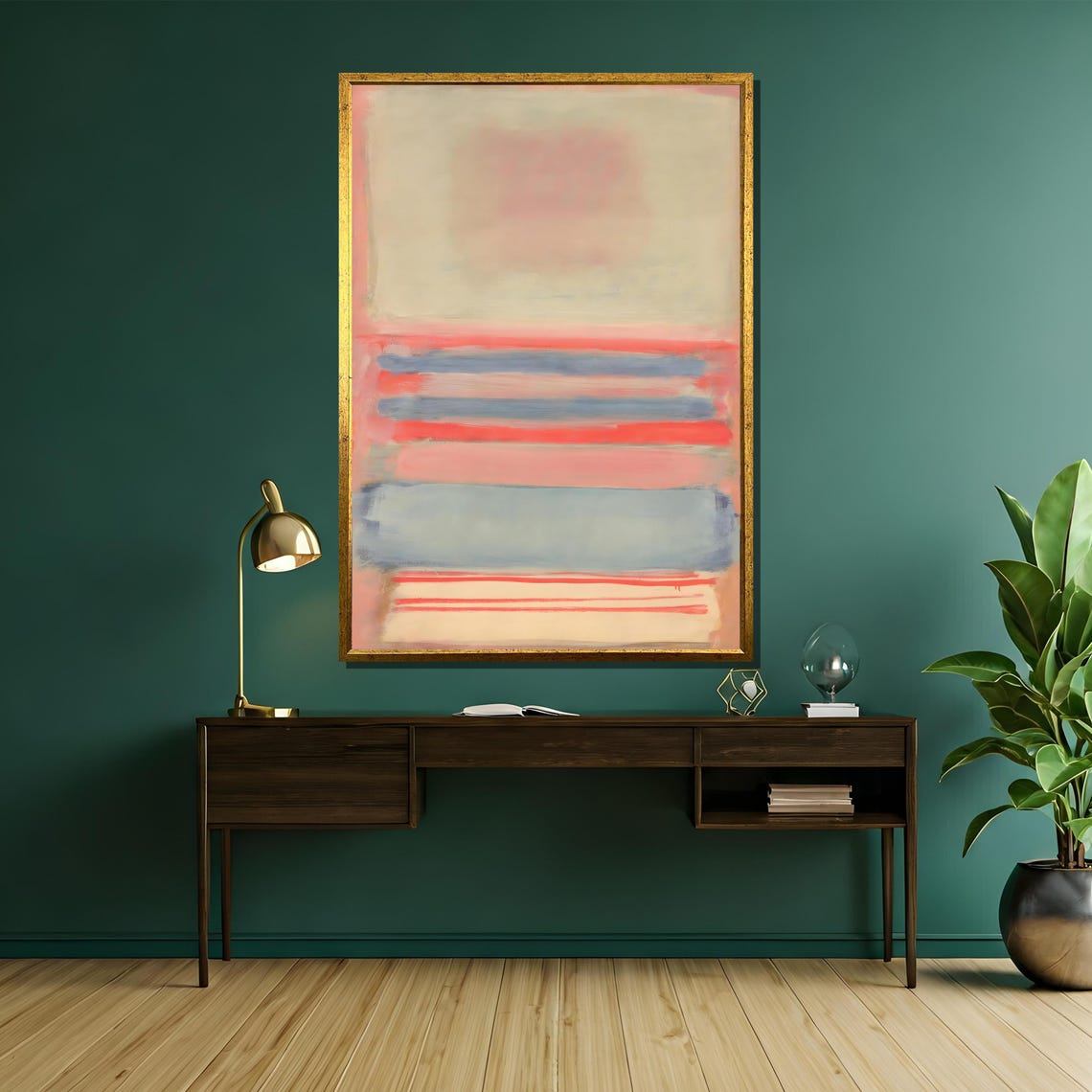 Mark Rothko Soft Pastel Abstract Painting Unique Art Gift In Light Coral And Blue For Elegant Interiors - Image 5