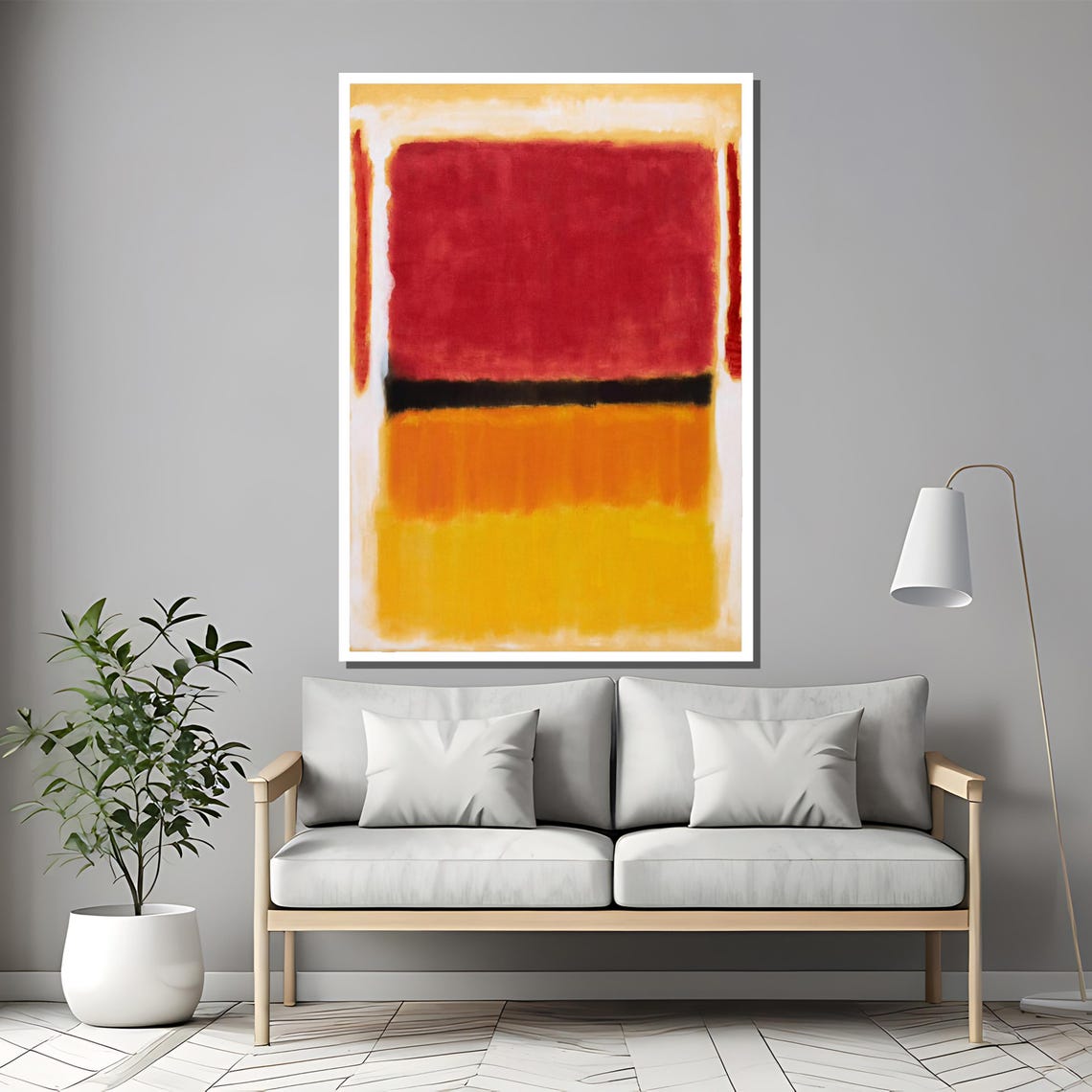 Rothko-Style Red Black Orange Yellow Stacked Color-Field Poster - Image 2