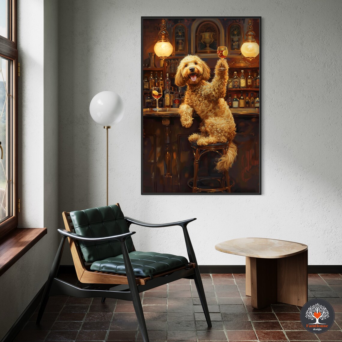Goldendoodle Oil-Painting Art Print, Funny Bar Art - Image 5