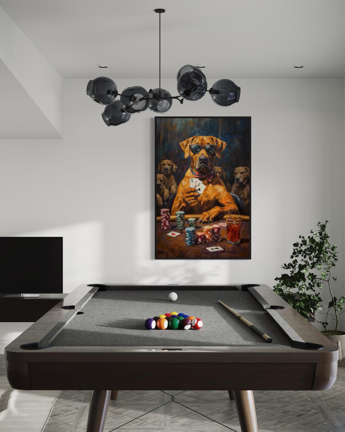 Cool Rhodesian Ridgeback Poker Player Holding Aces and Chips Poster - Image 4