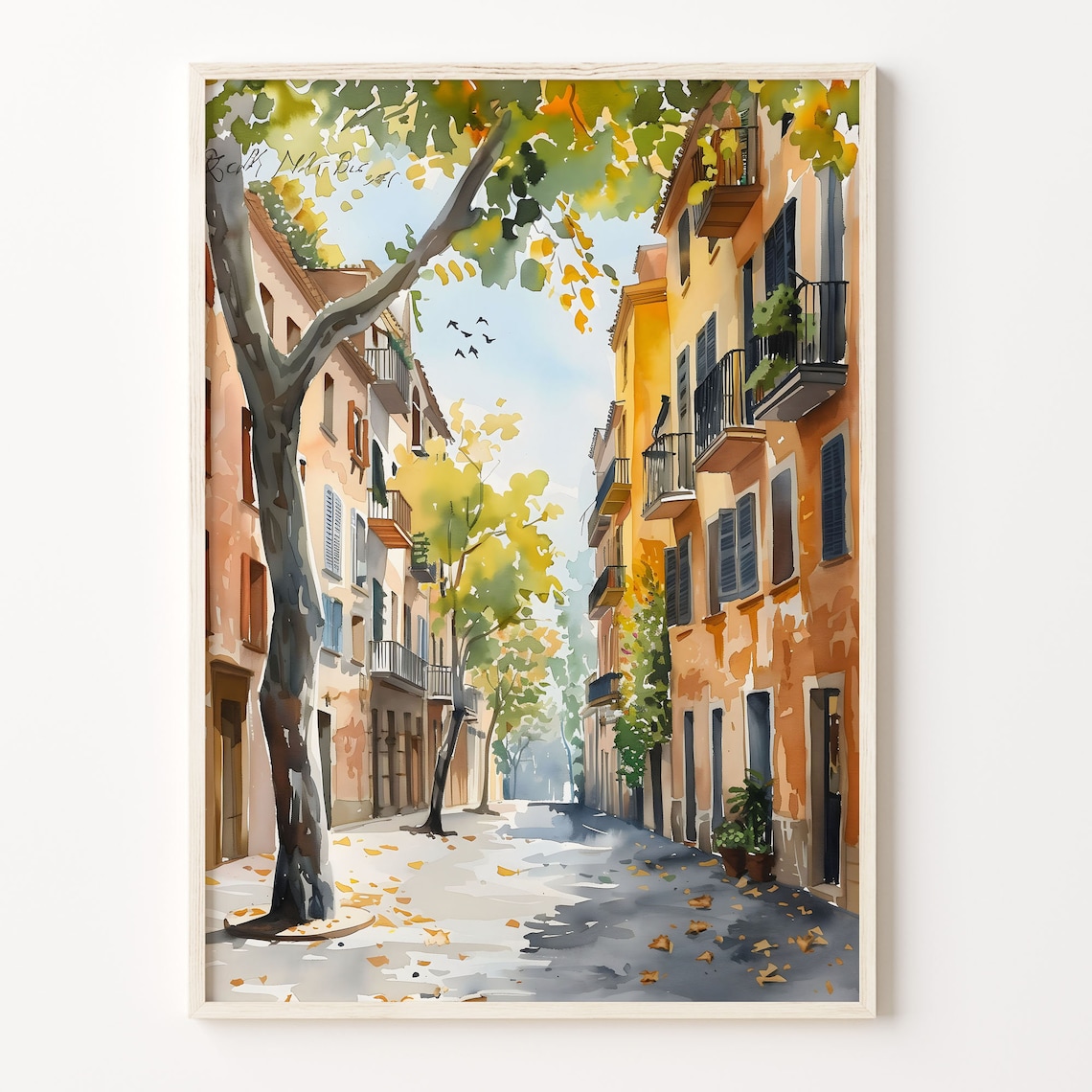 Barcelona Watercolor Travel Poster, Spain Art Print
