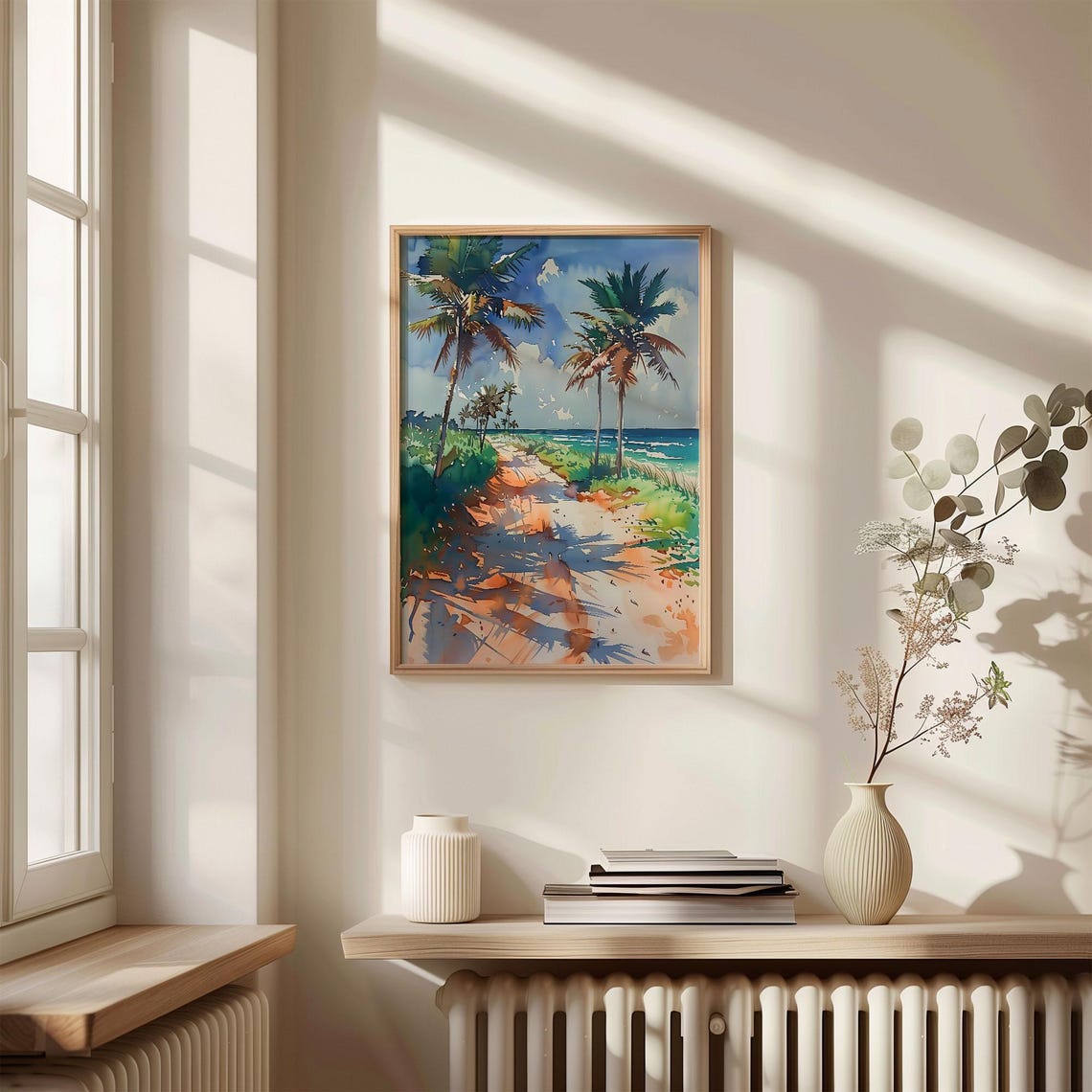 Siesta Key Florida Palm Beach Path Watercolor Painting Poster - Image 4