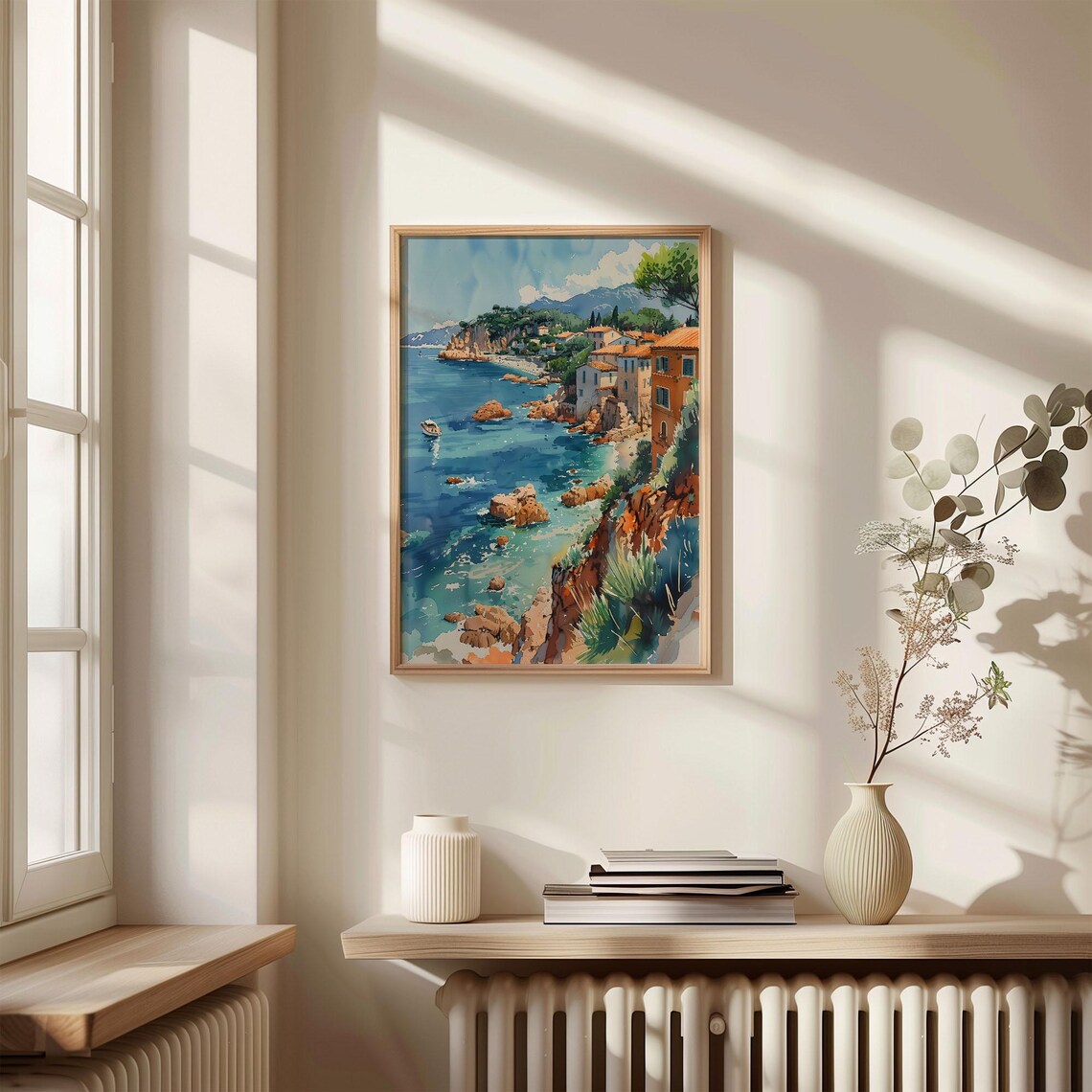 Cote dAzur French Riviera Coastal Cove Watercolor Painting Poster - Image 4