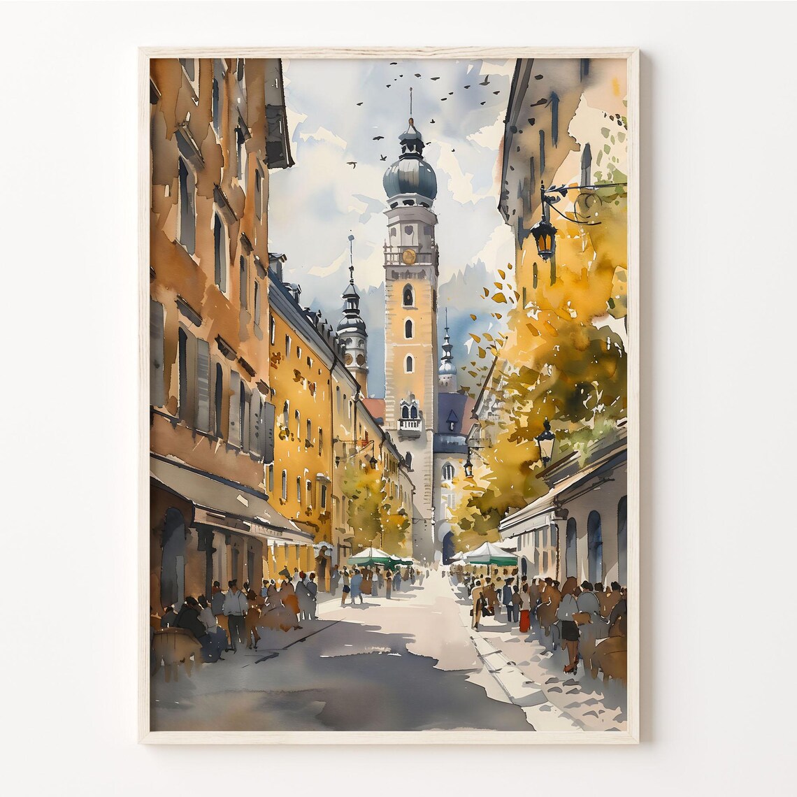 Munich Watercolor Travel Poster, Germany City Print