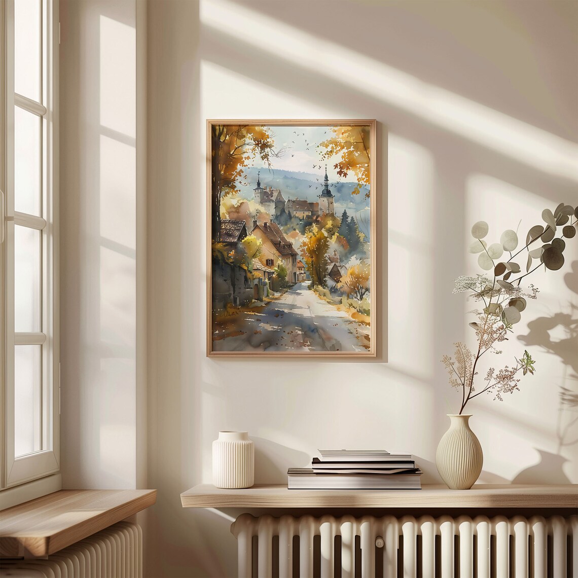 Sighisoara Romania Medieval Old Town Autumn Watercolor Travel Poster - Image 4
