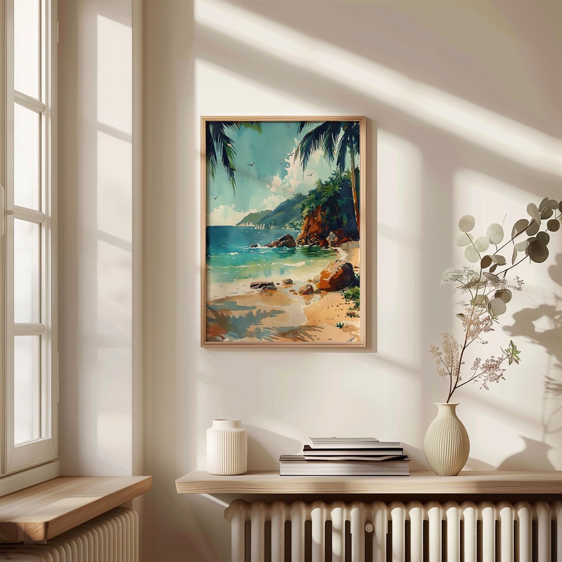 Jamaica Tropical Palm Cove Caribbean Watercolor Painting Poster - Image 4