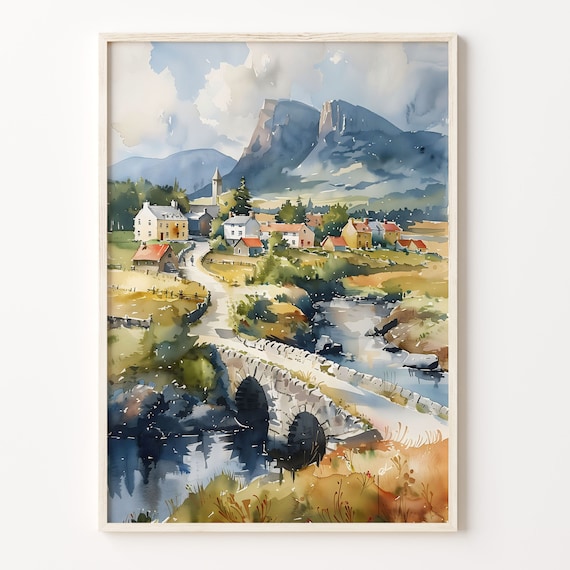 Sligo Watercolor Painting, Benbulben Travel Poster