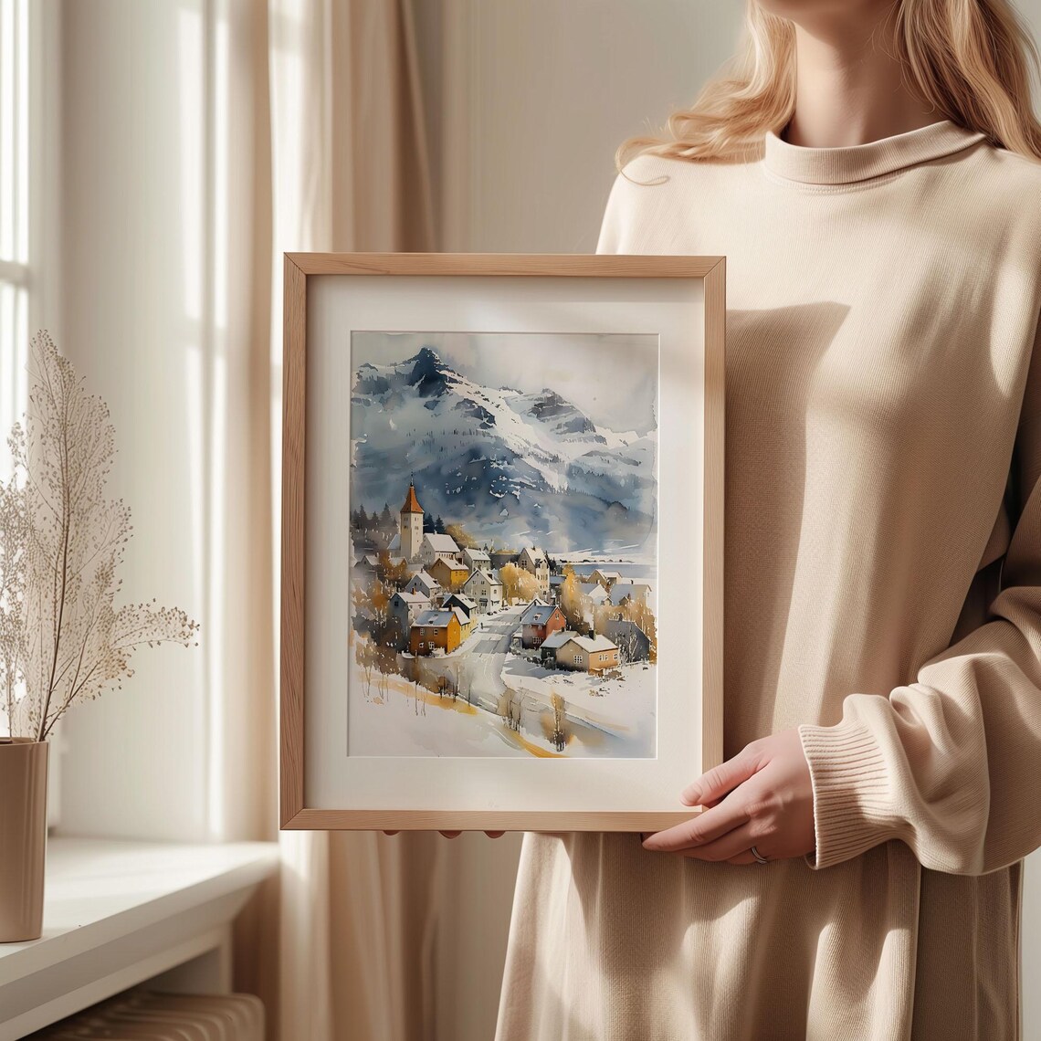 Reykjavik Watercolor Travel Poster, Iceland Art Print - Image 2