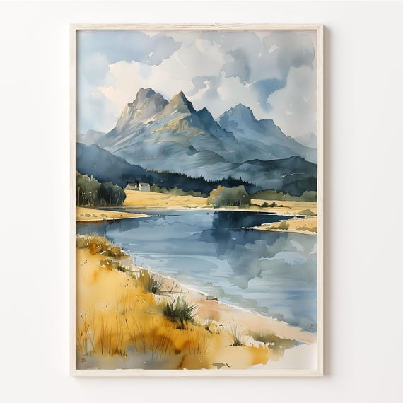 Mourne Mountains Watercolor Painting Wall Art Print Home Decor Poster Mourne Mountains Gift For Art Lovers C30 850