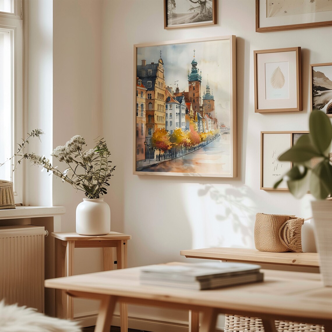 Copenhagen Watercolor Painting, Scandinavian Travel Poster - Image 3
