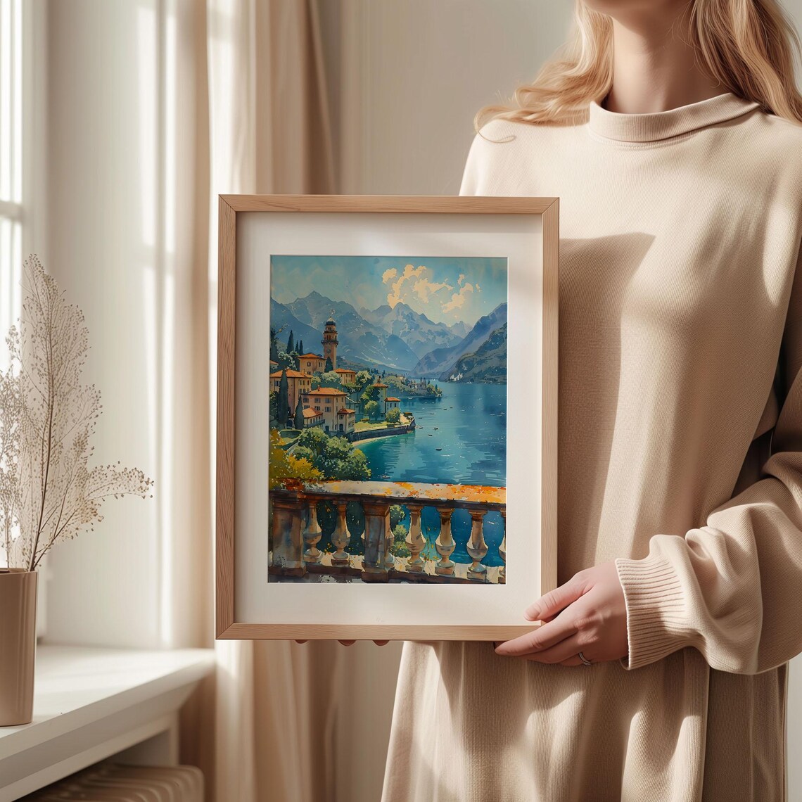 Lake Maggiore Watercolor Painting, Italy Travel Poster - Image 2