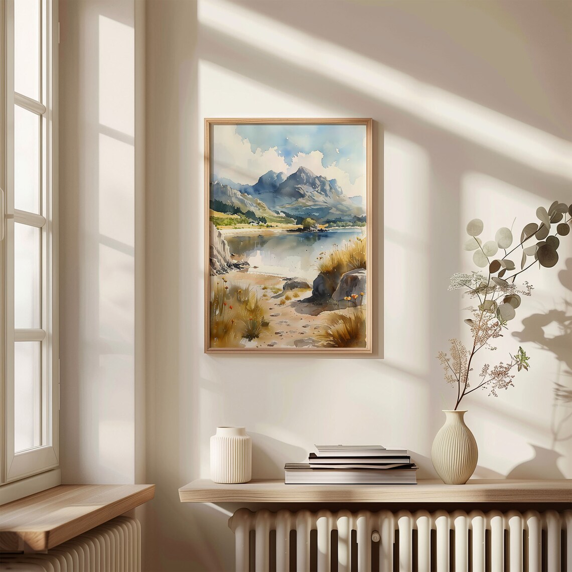 Yr Wyddfa Wales Mountain Lake Wildflowers Watercolor Nature Poster - Image 4