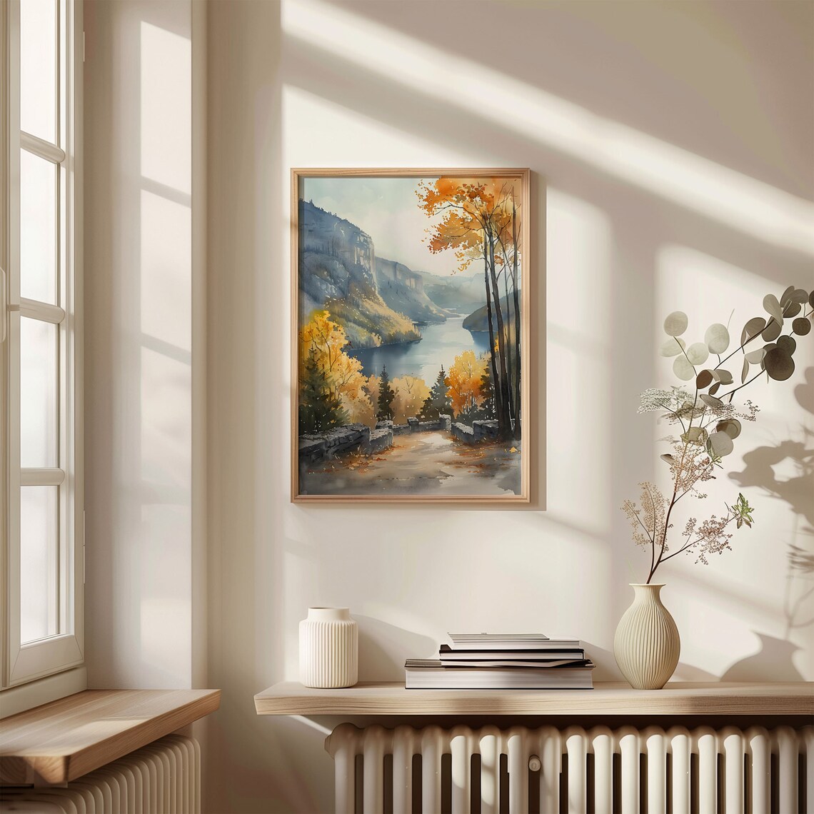 Finger Lakes New York Autumn Lake Gorge Watercolor Landscape Poster - Image 4