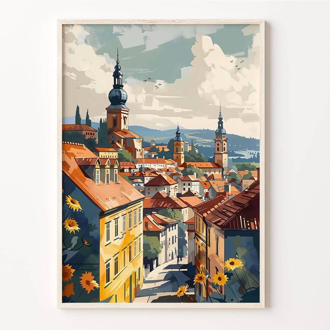 Zagreb Watercolor Painting Zagreb Print Croatia Poster Zagreb Wall Art Croatia Travel Painting Zagreb Skyline Art C30 844