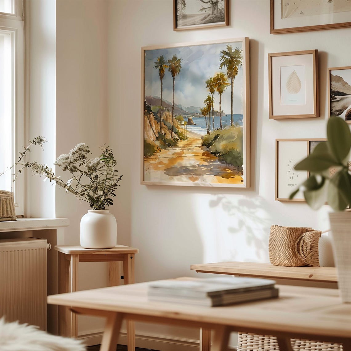 Huntington Beach California Palm Dunes Watercolor Painting Poster - Image 3