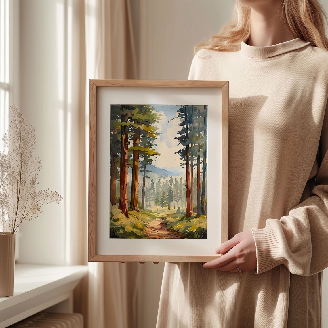 Muir Woods Watercolor Travel Poster, California - Image 2