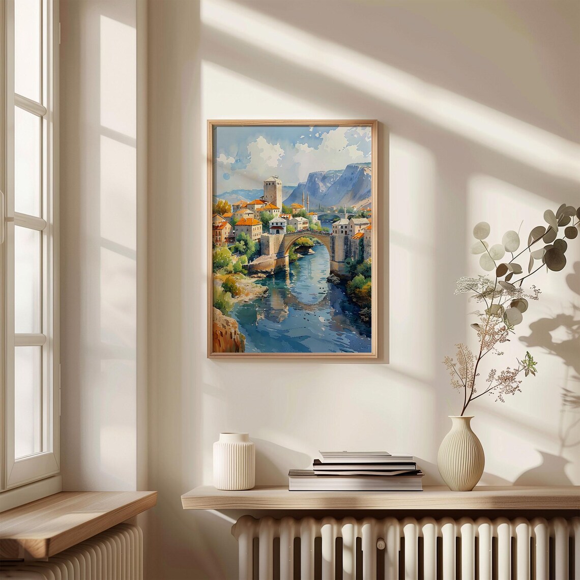 Mostar Watercolor Painting, Stari Most Bridge Poster - Image 4