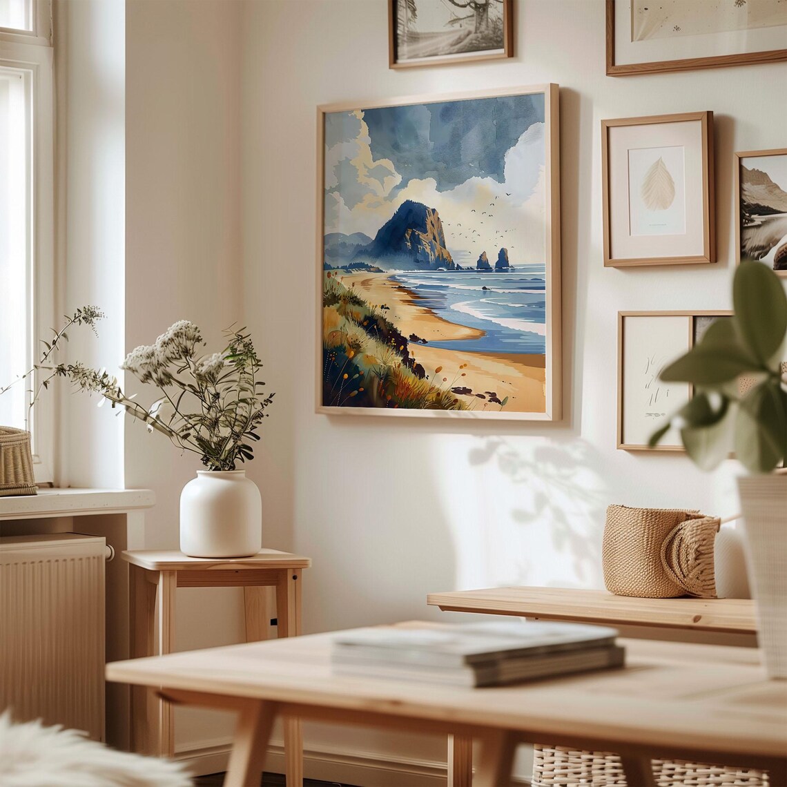 Cannon Beach Watercolor Travel Poster, Oregon - Image 3