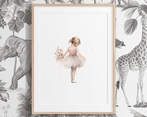 Ballerina Nursery Decor Watercolor Blonde Baby Art Print