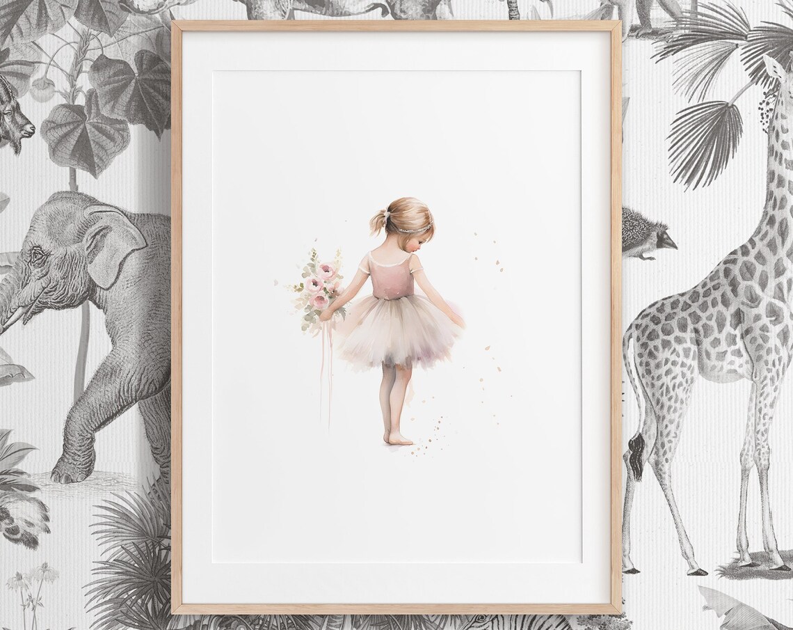 Ballerina Nursery Decor Watercolor Blonde Baby Art Print