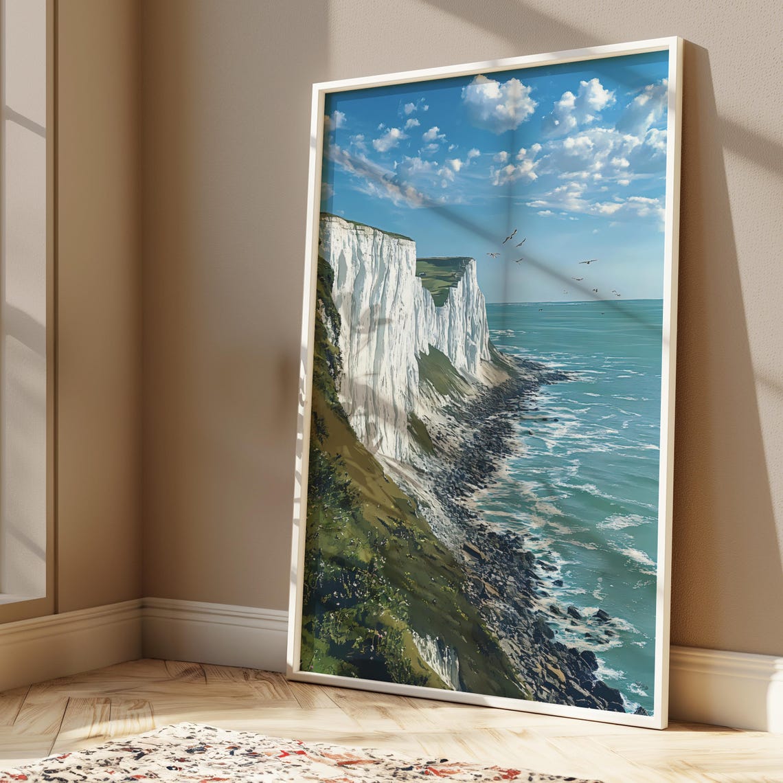 White Cliffs of Dover Green Hills Rocky Shore Seaside Poster - Image 3