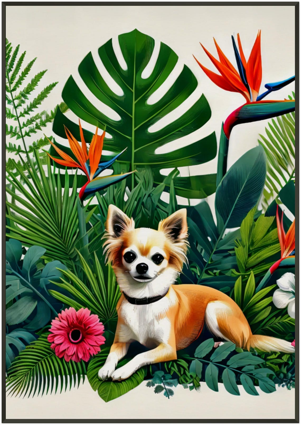 Tiny Chihuahua Tropical Botanical Garden Colorful Flower Poster - Image 5