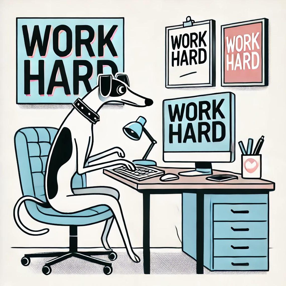 Work Hard Funny Greyhound Office Desk Retro Motivational Poster - Image 4