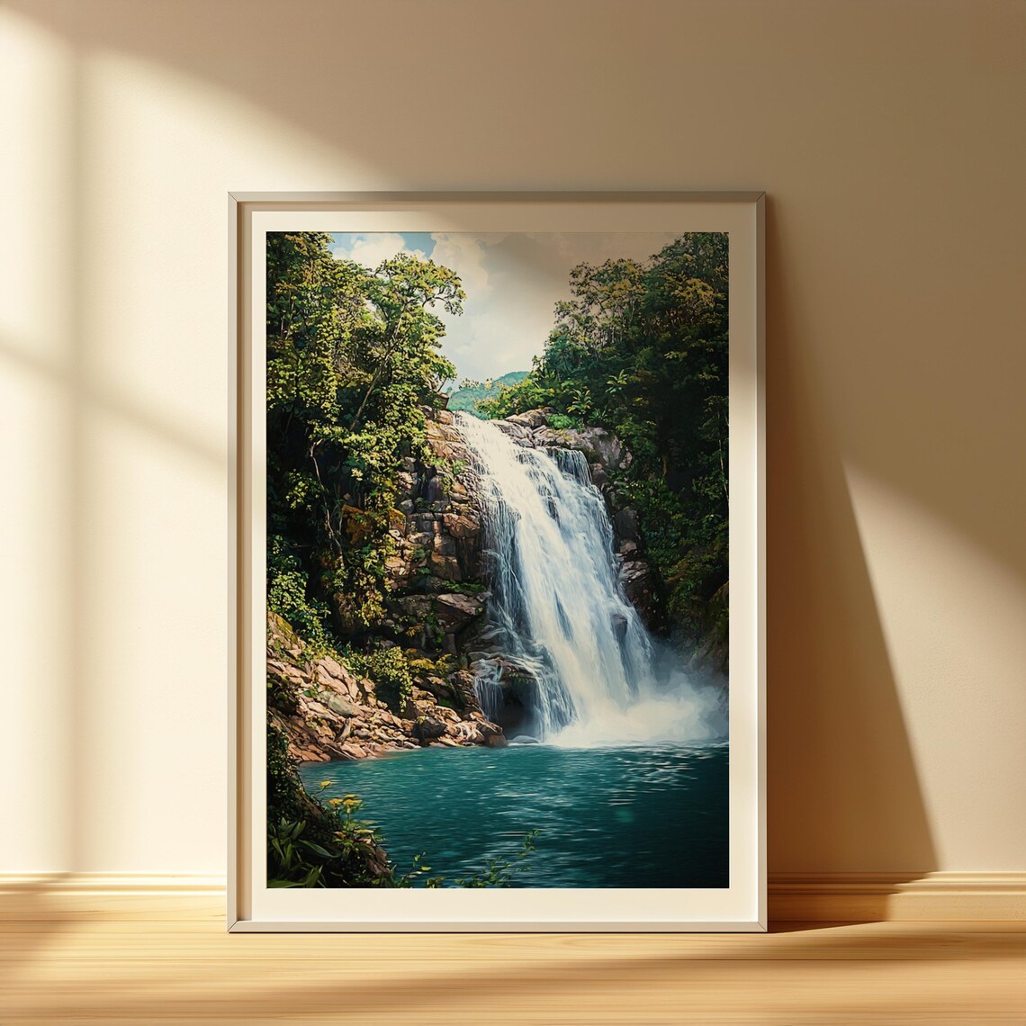 Waterfall Illustration Tropical Landscape Art Print - Image 5