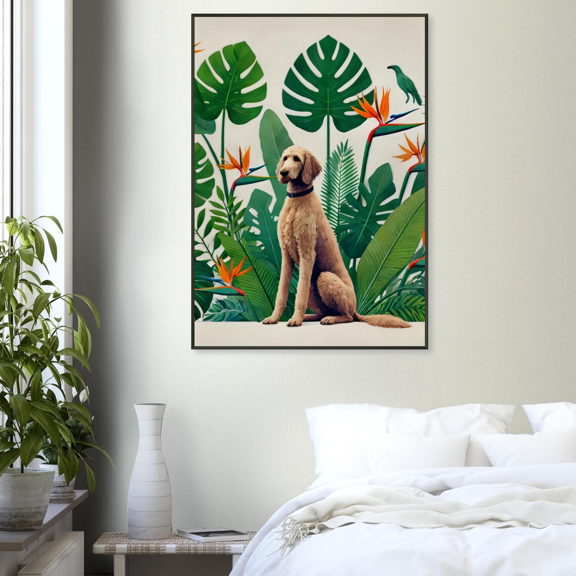 Apricot Labradoodle Tropical Botanical Garden Sitting Dog Poster - Image 3