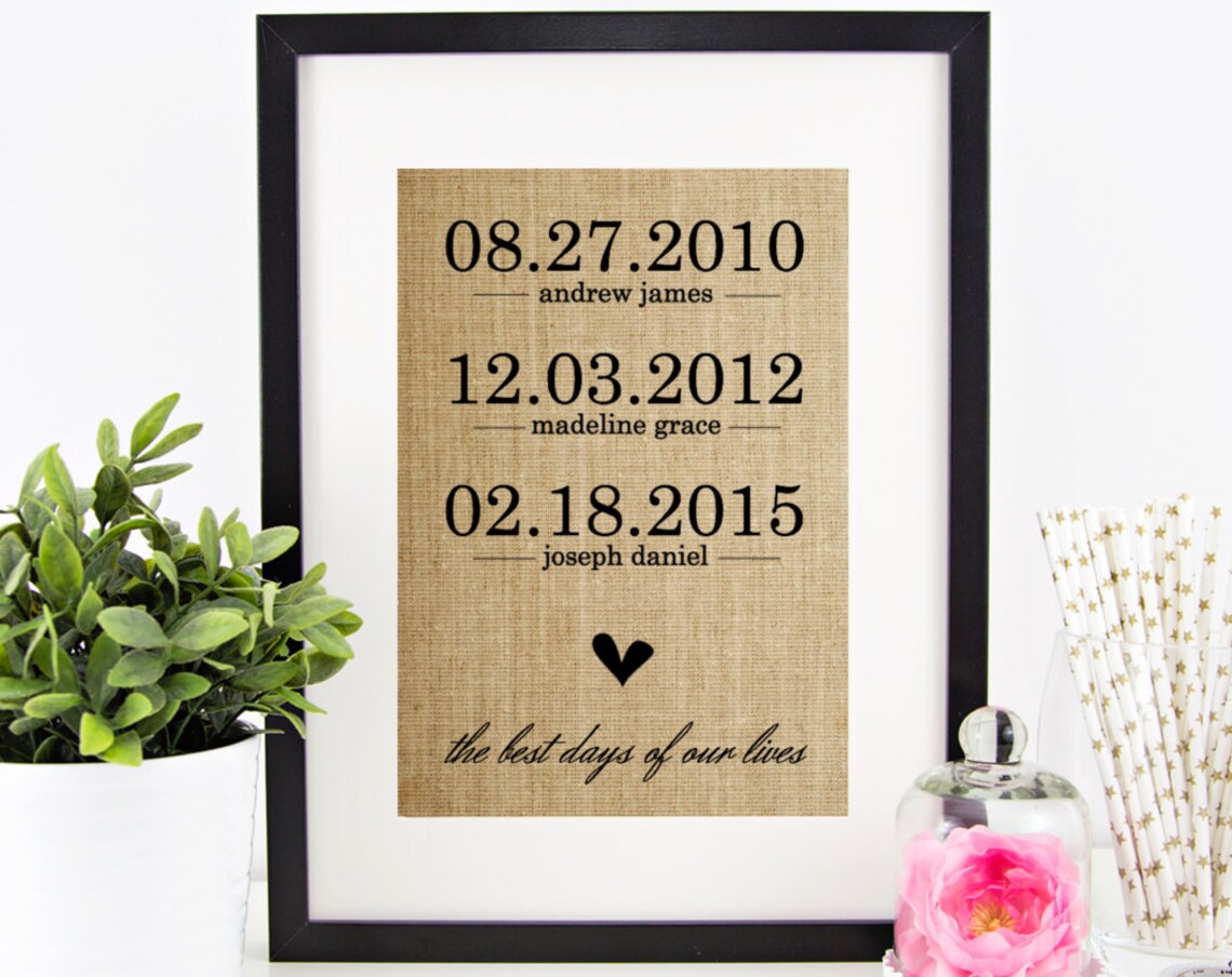 The Best Days of Our Lives Birth Dates Heart Family Keepsake Poster