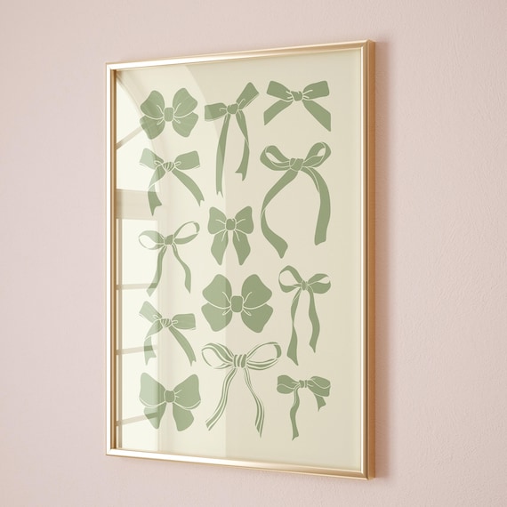 Sage Green Ribbon Bows Coquette Preppy Girly Decorative Poster