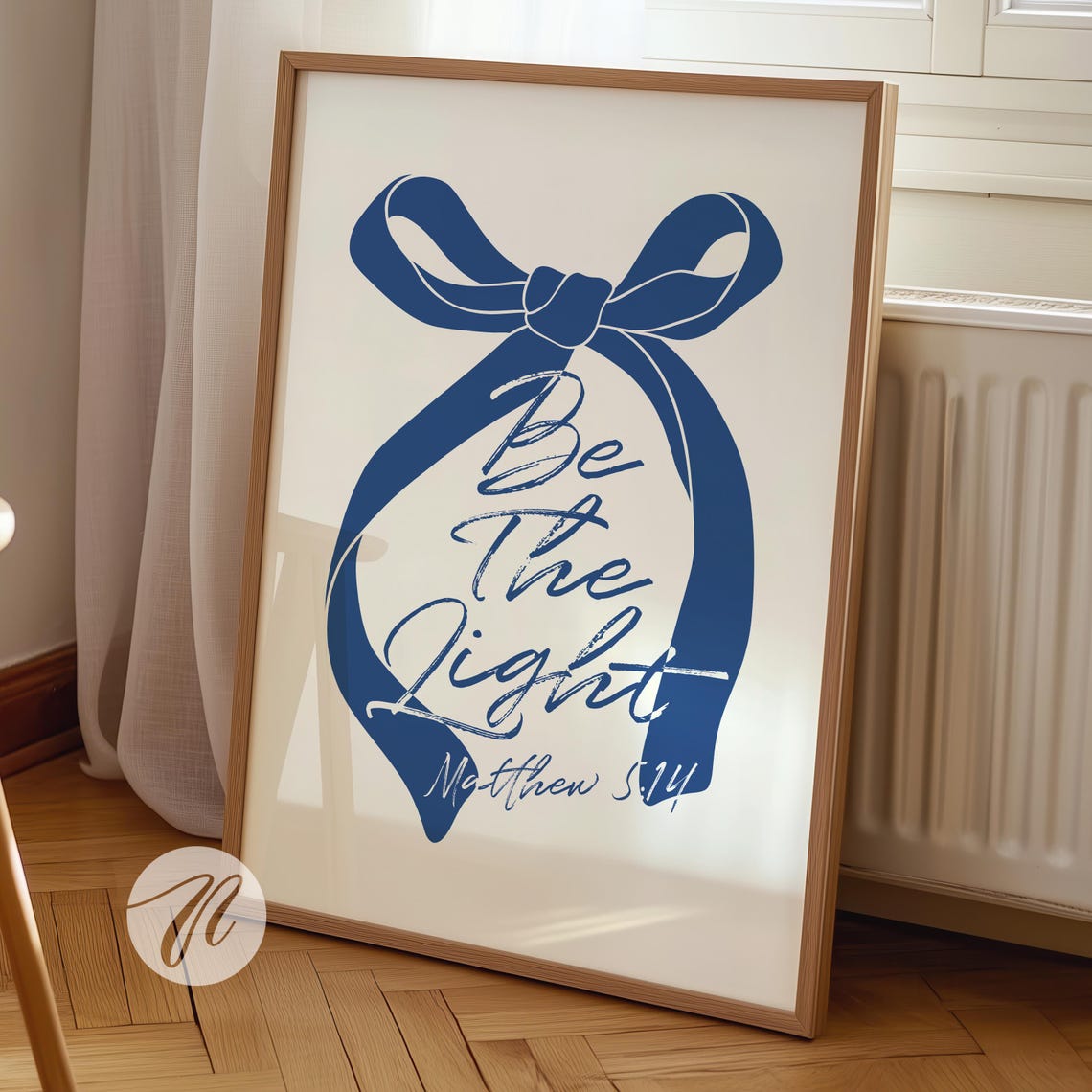 Be The Light Navy Bow Matthew 5:14 Scripture Quote Art Poster