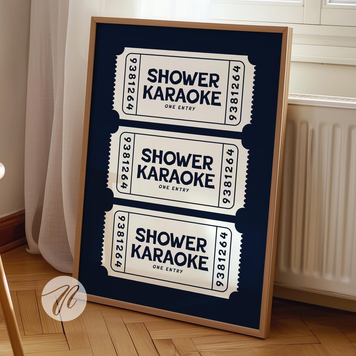 Shower Karaoke One Entry Ticket Trio Funny Navy Bathroom Poster