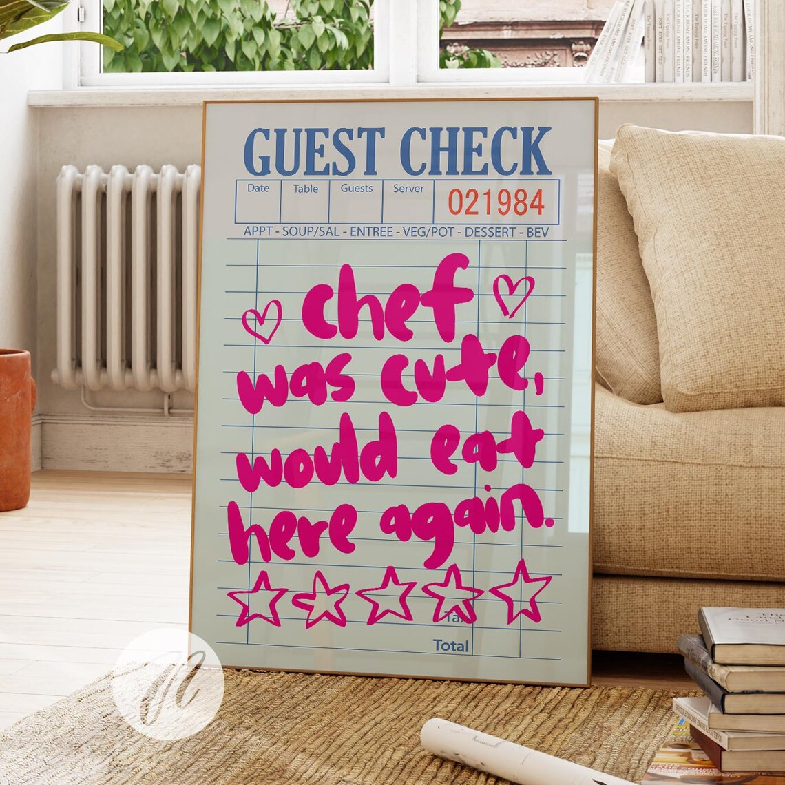 Chef Was Cute Poster Print, Retro Kitchen Decor