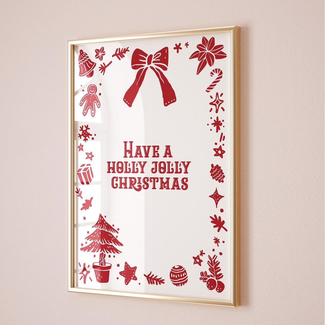 Have A Holly Jolly Christmas Red Typography Holiday Quote Poster