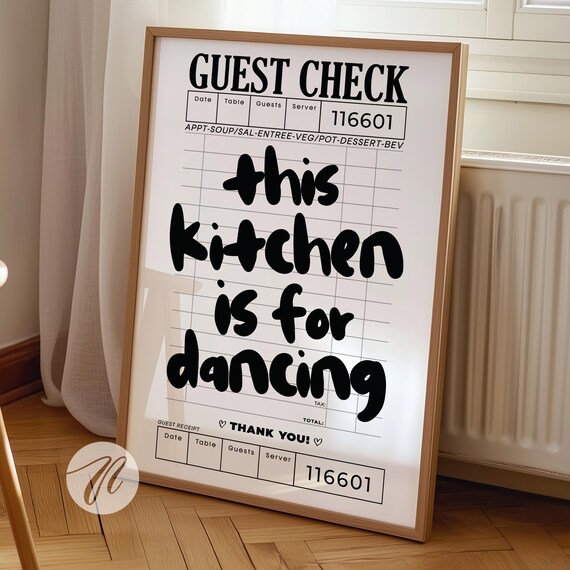 This Kitchen Is For Dancing Art Print, Neutral Decor