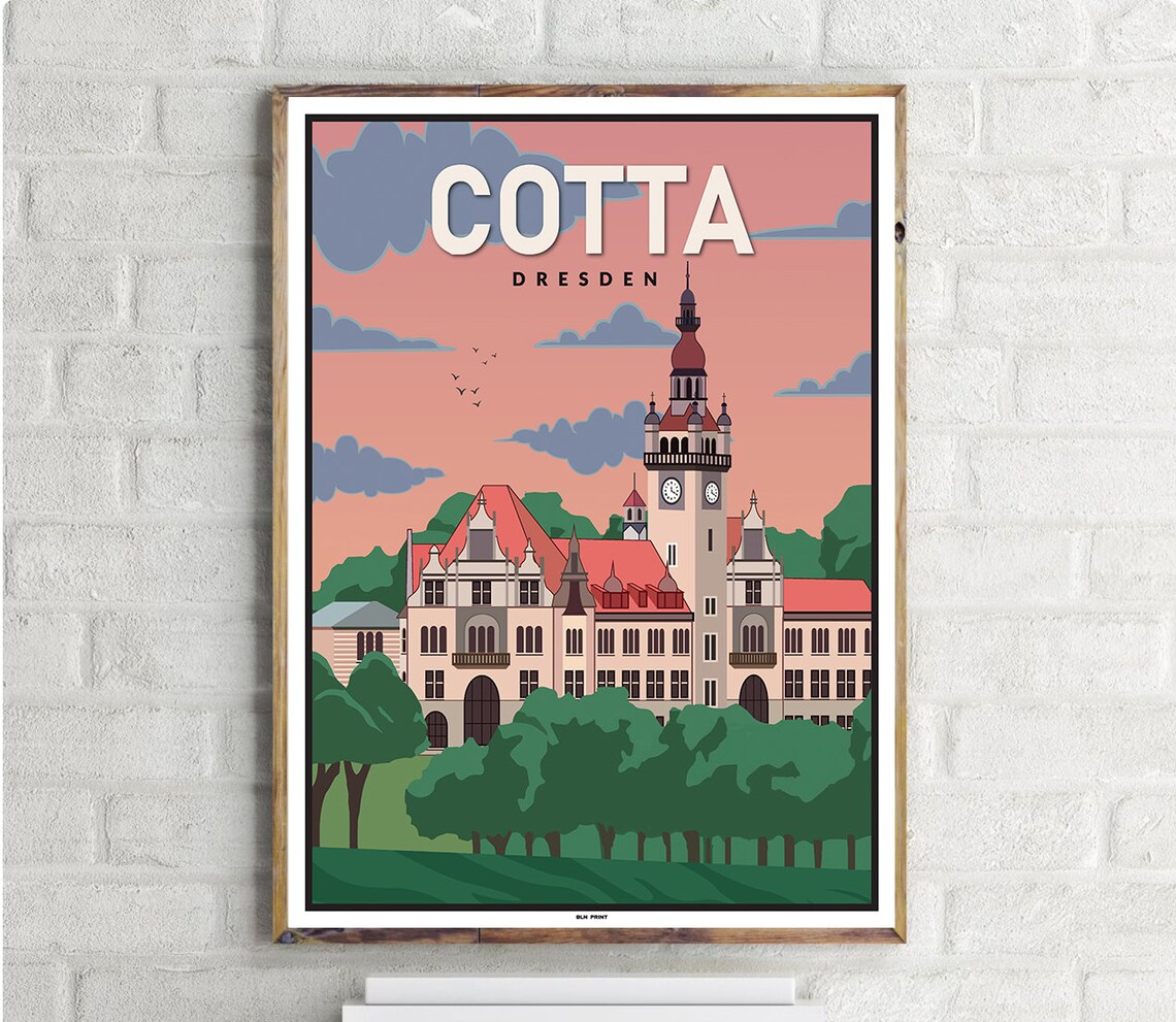 Dresden Cotta Vintage Travel Poster, Travel Poster