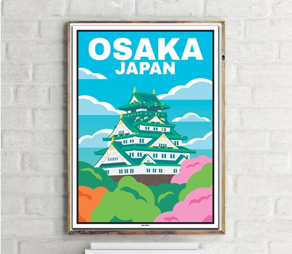 Osaka Castle Vintage Travel Poster, Japan