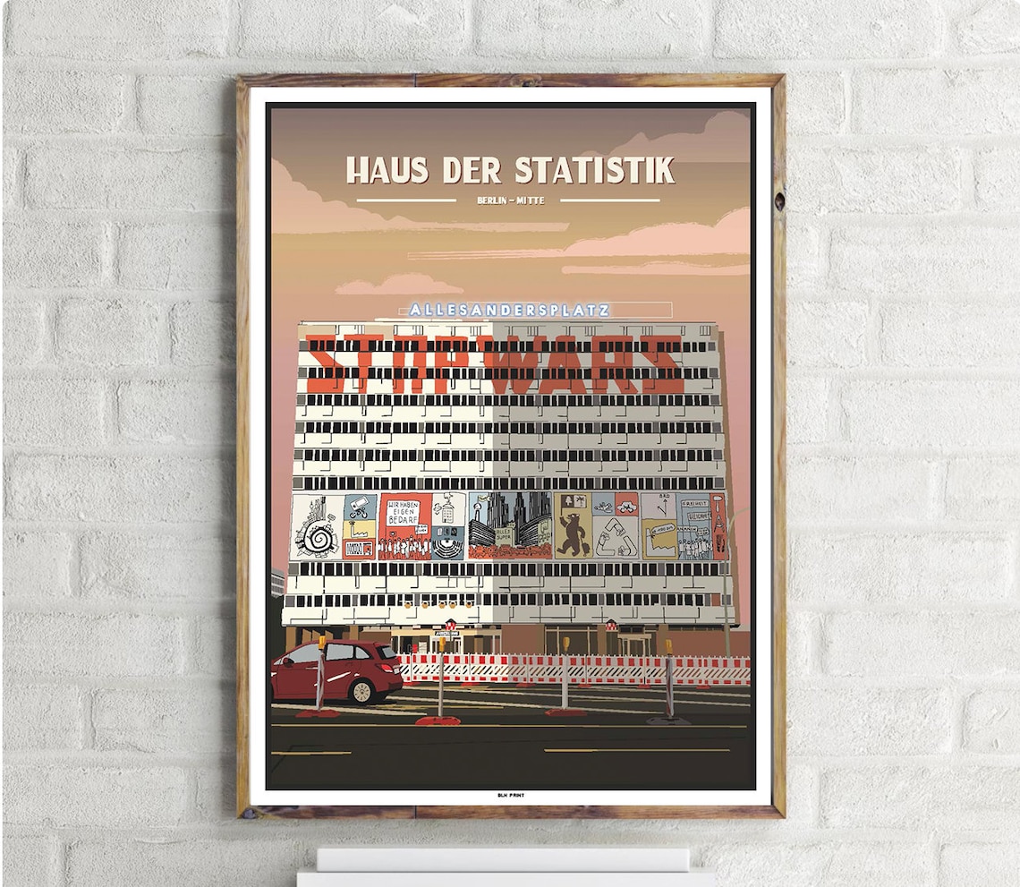 Mitte Haus Der Statistik Vintage Travel Poster