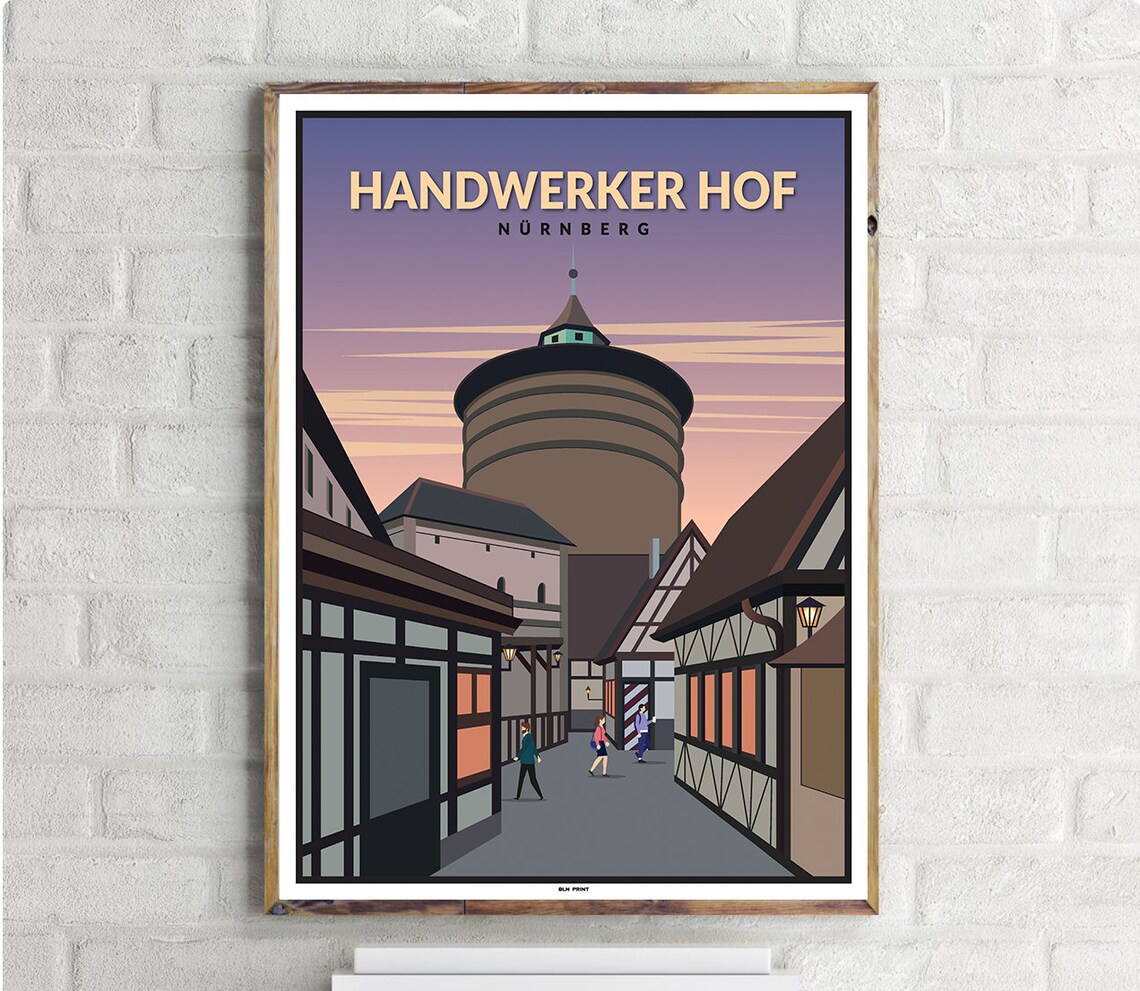 Handwerker Hof Nurnberg Vintage Travel Poster