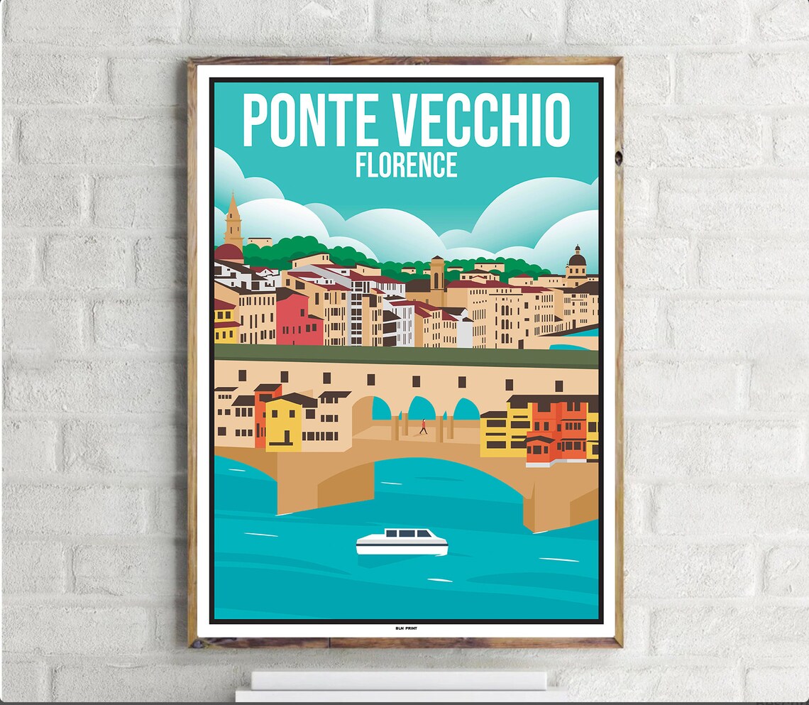 Ponte Vecchio Florence Vintage Travel Poster