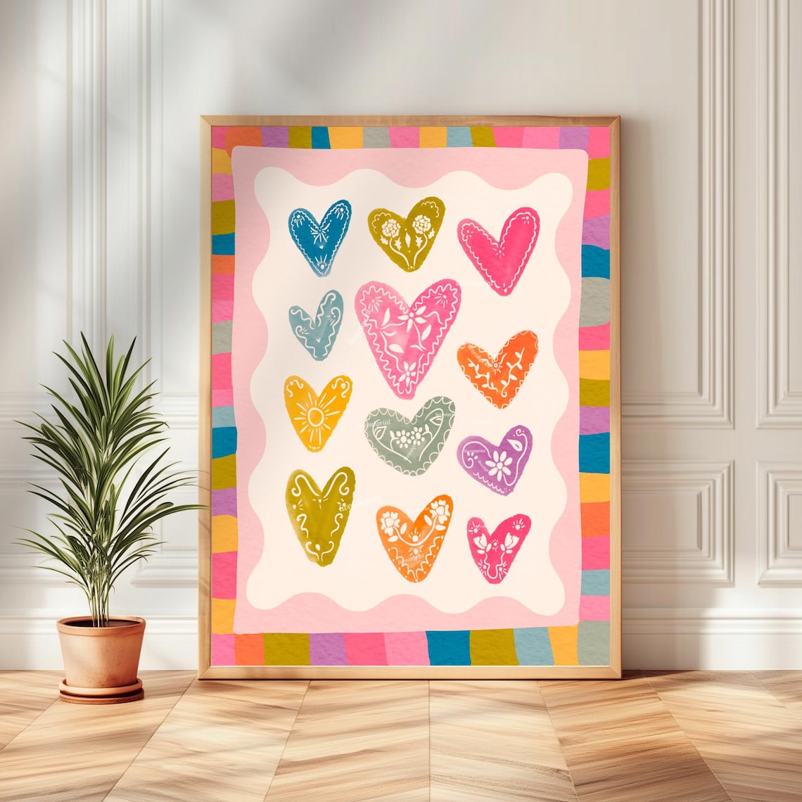 Colorful Heart Art Print, Whimsical Maximalist Decor