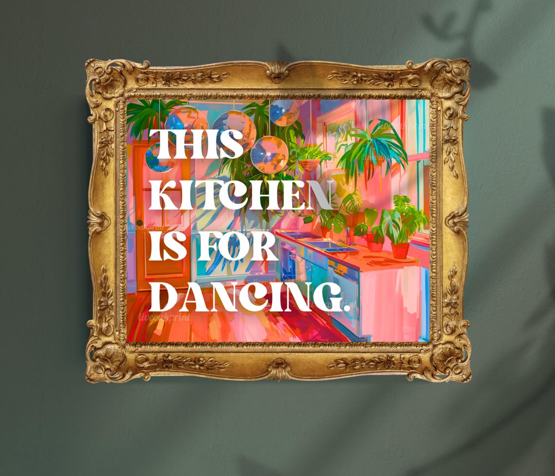 This Kitchen Is for Dancing Disco Balls Retro Kitchen Quote Print - Image 3
