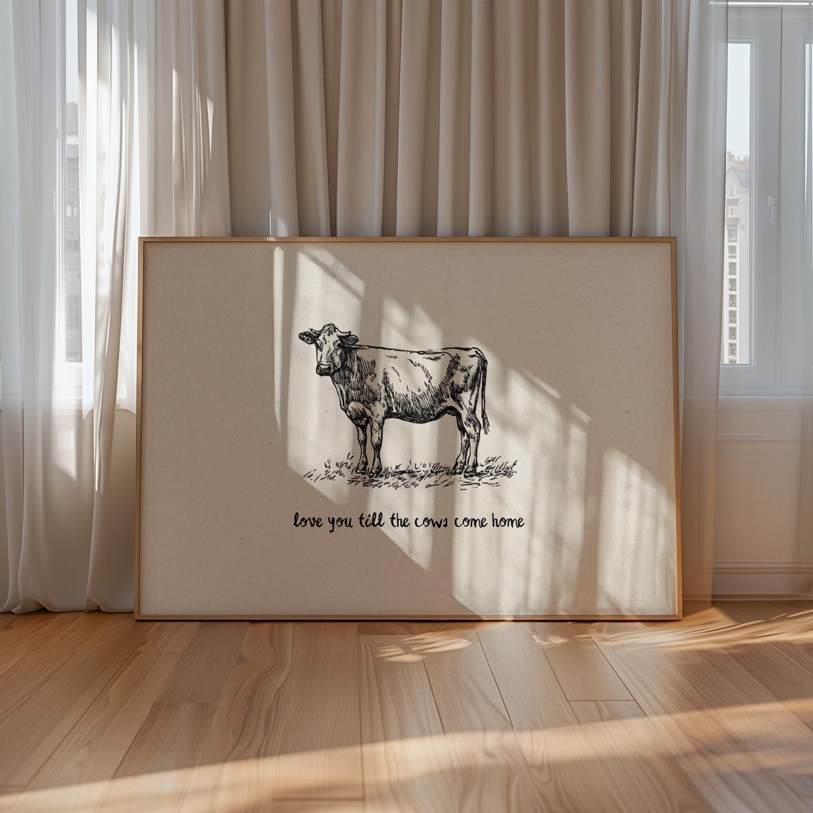 Love You Till the Cows Come Home Cow Quote Wall Art Rustic Farm Decor