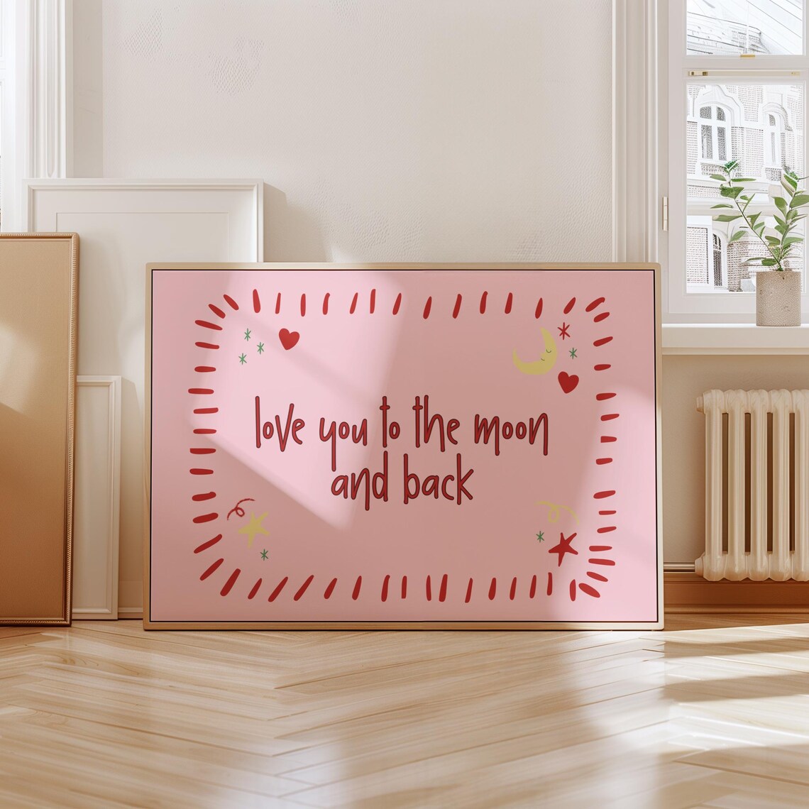 Love You to the Moon and Back Pink Quote Print for Sweetheart Room
