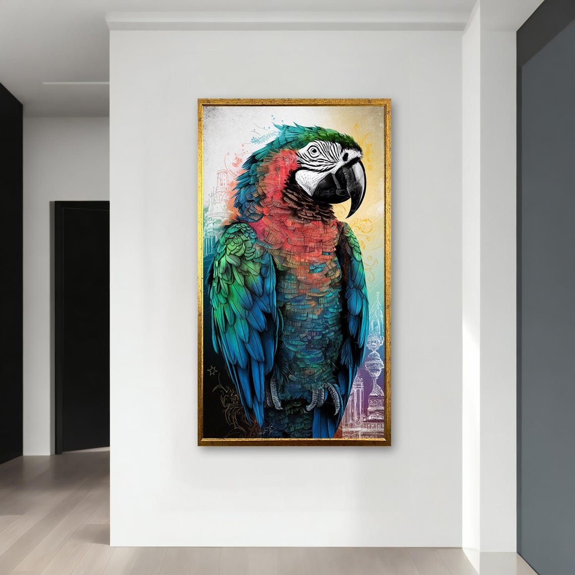 Vibrant Macaw Parrot Portrait Colorful Plumage Feathered Art Poster - Image 3