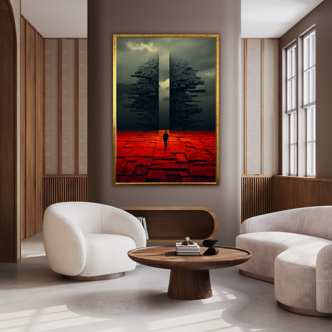 Man Walking Alone Surreal Art Surrealism Artwork Ready To Hang Framed Wall Art Unique Home Decoration Unique Gift - Image 2