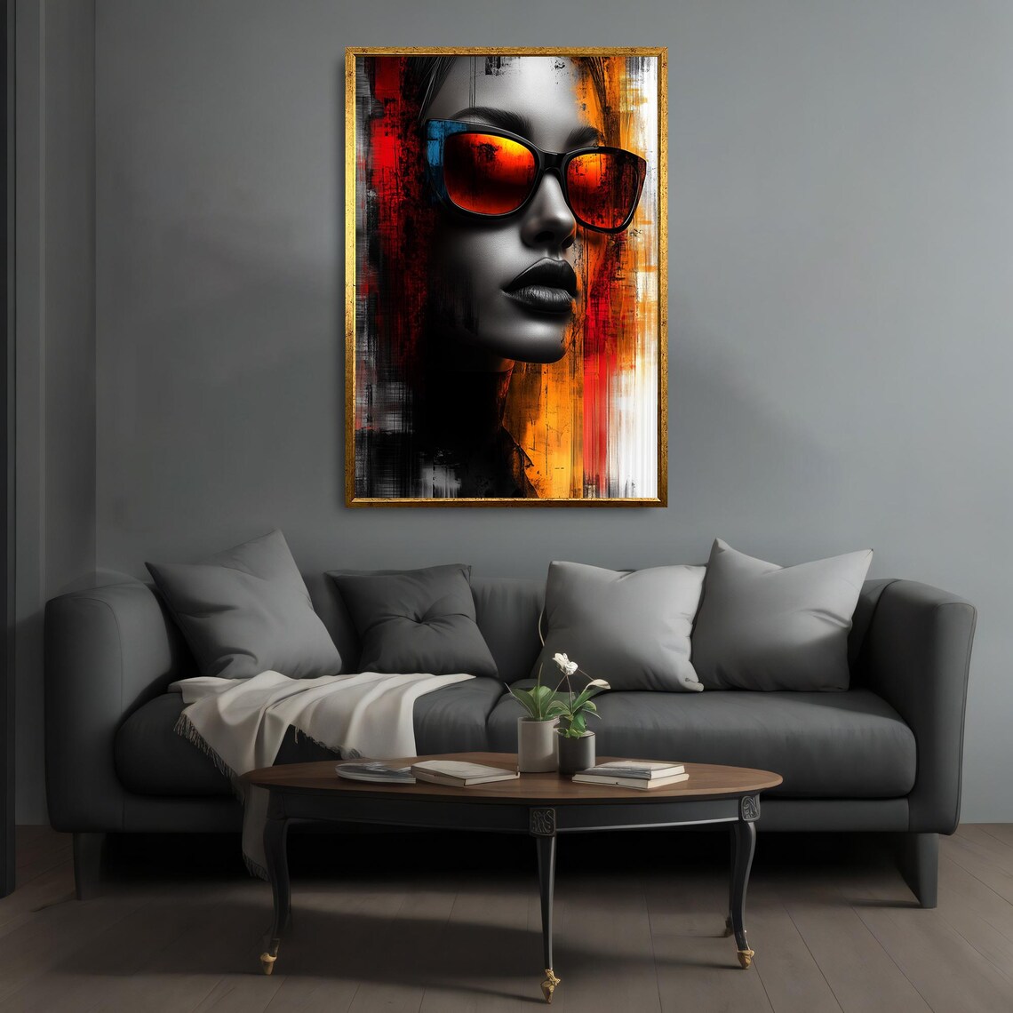 Woman Sunglasses Orange Lenses Urban Abstract Portrait Poster - Image 4