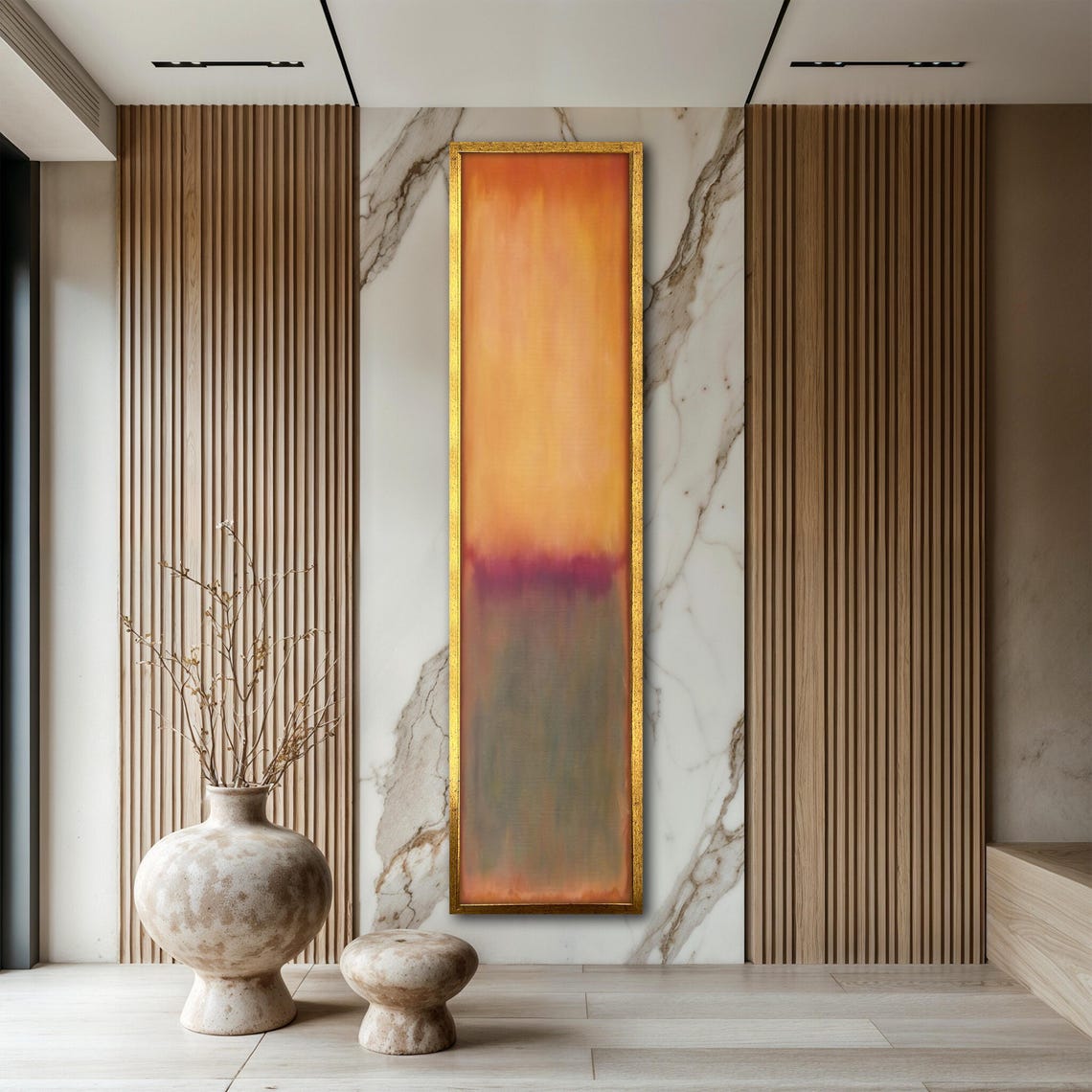 Rothko Style Orange Rose Gray Green Soft Blend Abstract Art Poster