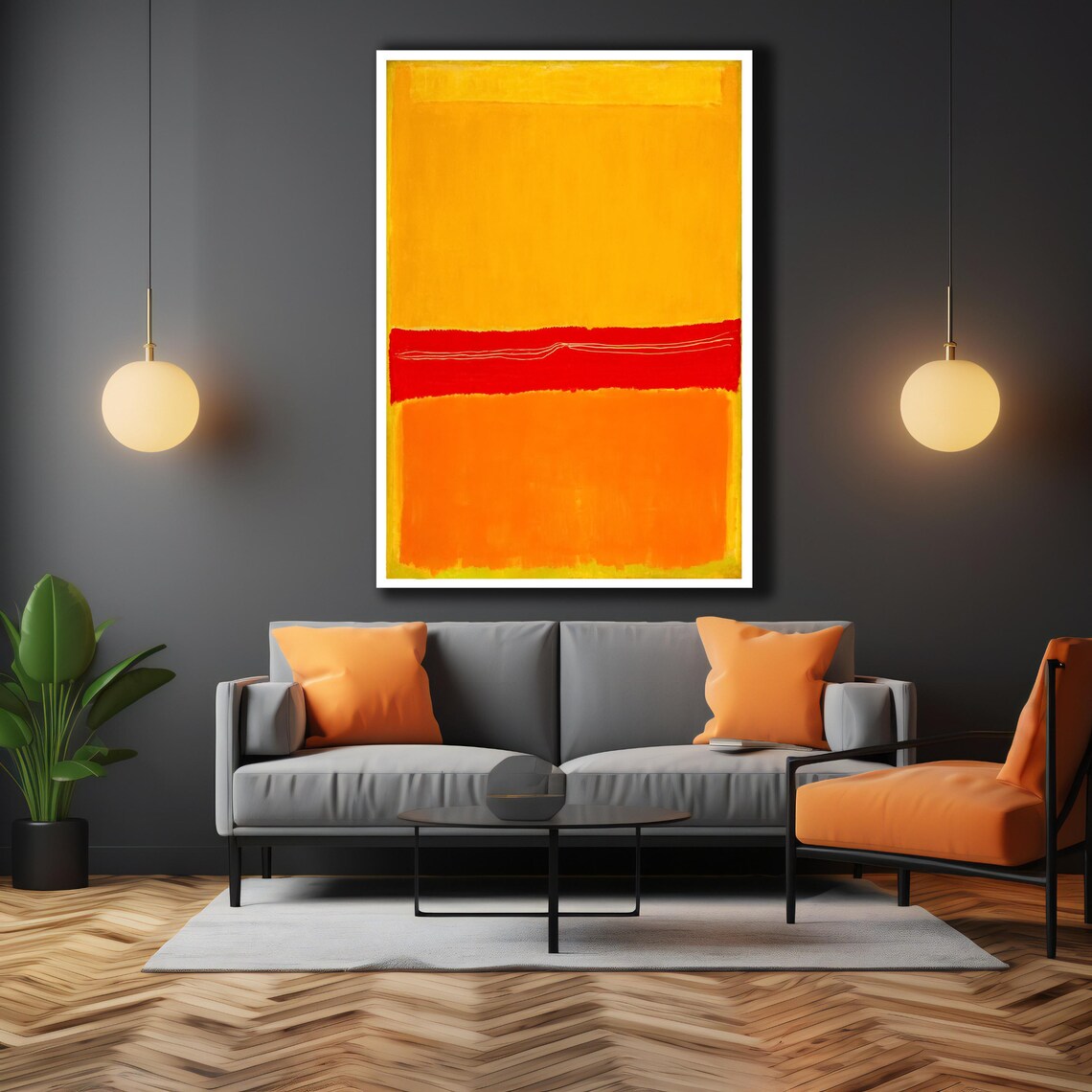 Mark Rothko Yellow Orange Red Stripe Color Field Abstract Art Poster - Image 2